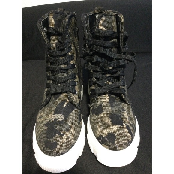 Bamboo womens Camouflage Canvas Lace Up ZipCombat Ankle Boots Fashion Sneakers 7 - Picture 1 of 6